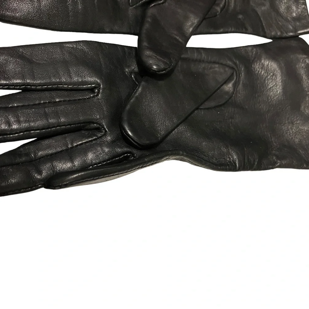 Nordstrom Dark Chocolate Brown Silk Lined Leather Gloves 6 1/2 Length